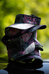 Modern Love Cap pink baseball cap with grey and black graffiti artwork - Pause Apparel SA