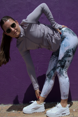 Dusty pink, light grey and soft purple leggings