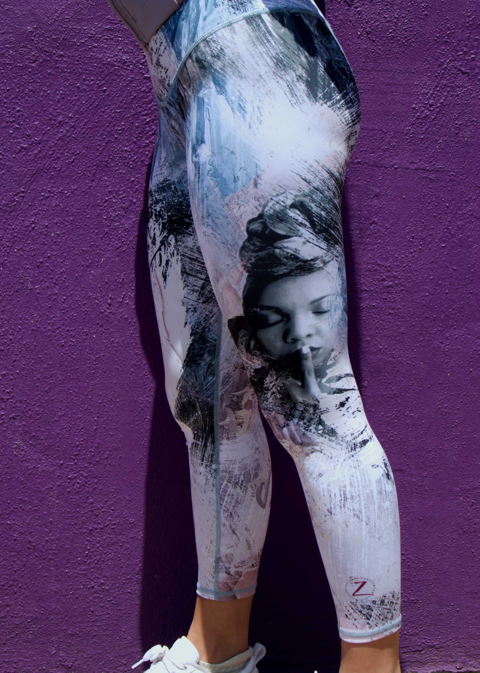 Dusty pink, light grey and soft purple leggings