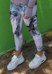 Dusty pink, light grey and soft purple leggings