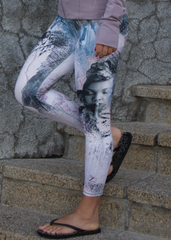 Dusty pink, light grey and soft purple leggings